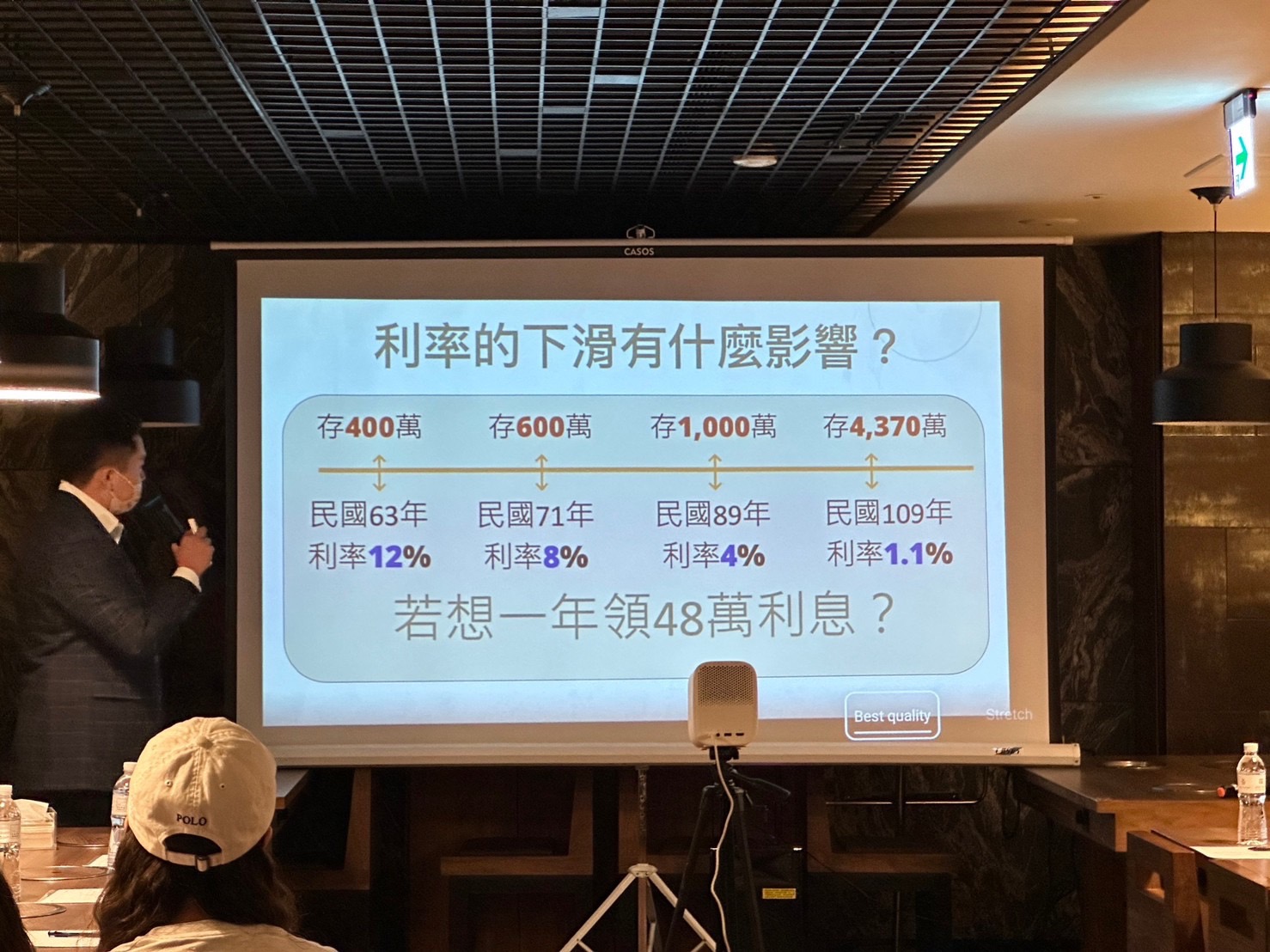 【圖說二：周侑廷副理從台灣經濟環境的角度出發，以通俗易懂的方式解析了低利率和高通膨對於小資族的影響。】